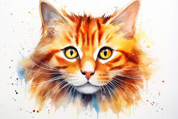 watercolour portrait of a cat 