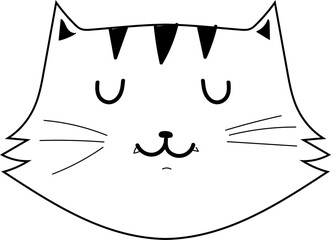 Cute cartoon cat illustration on transparent background.
