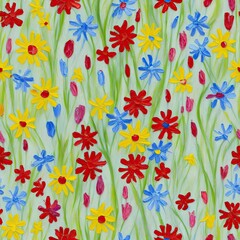 Flowers. Abstract seamless pattern. AI generated.