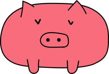 Cute cartoon pig illustration on transparent background.
