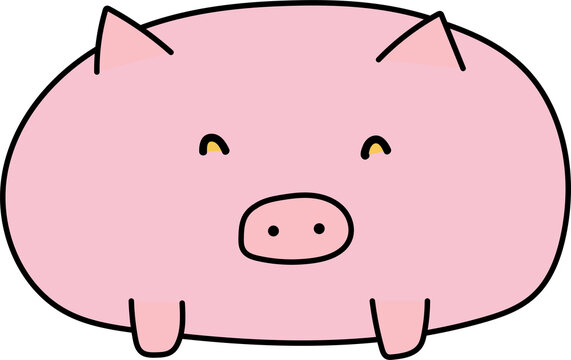 Cute cartoon pig illustration on transparent background.
