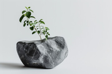 green plant in a stone-made pot 