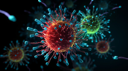 Fototapeta premium Exploring the Microscopic Landscape.Bacterial Ballet