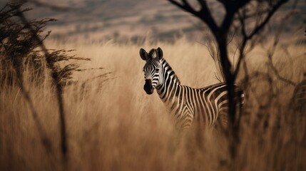 zebra in the savannah, wild life