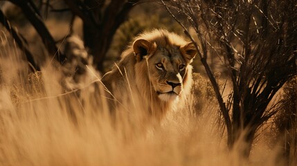lion in the bush, wildlife