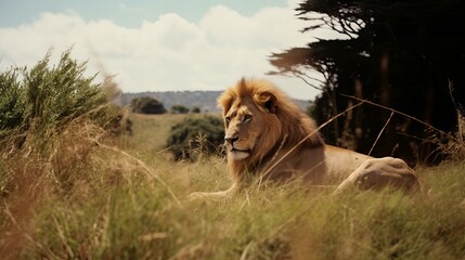 lion in the bush, wildlife