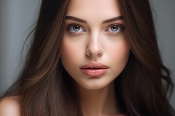Fototapeta premium Beautiful brunette with natural makeup.