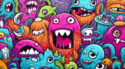 Cartoon Monster Illustration.Cute and Funny Cartoon Alien