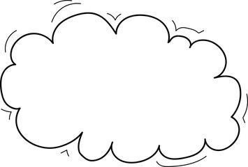 Hand drawn cloud illustration on transparent background.