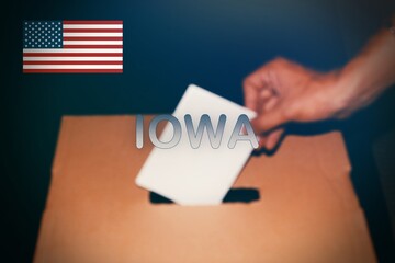 United states political Iowa election vote concept.