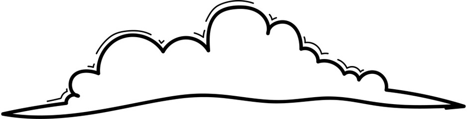 Hand drawn cloud illustration on transparent background.