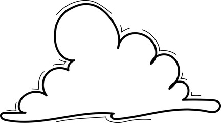 Hand drawn cloud illustration on transparent background.