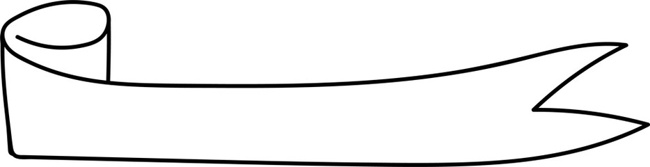 Ribbon banner with floral illustration on transparent background.