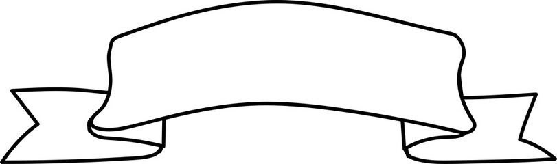 Ribbon banner with floral illustration on transparent background.