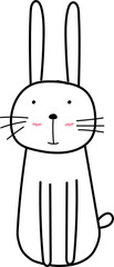 Cute cartoon bunny illustration on transparent background.