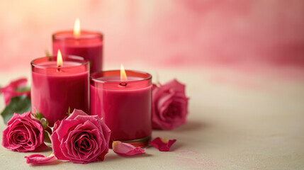 Fototapeta na wymiar Red Roses aroma scented candles