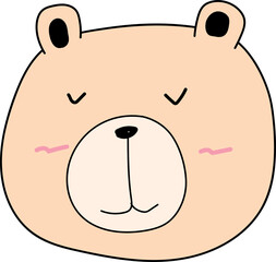 Cute cartoon bear illustration on transparent background.

