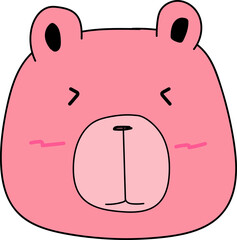 Cute cartoon bear illustration on transparent background.
