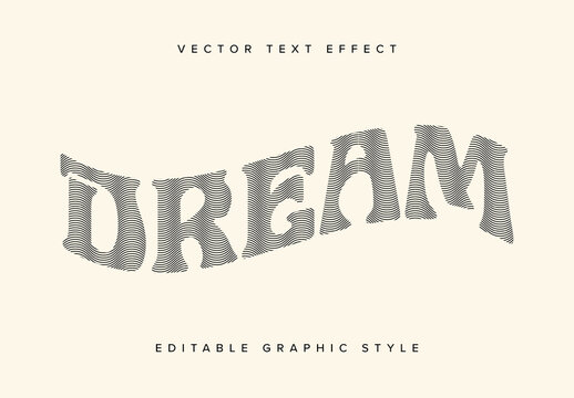 Warped Text Effect Mockup with Line Pattern