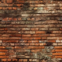 Weathered old red brick wall endless texture, seamless pattern tile background.