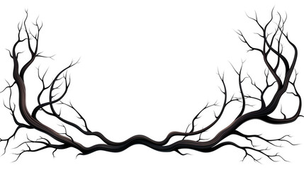 Obraz premium Illustration of a frame of rustling black branches, on a white background created with Generative Ai