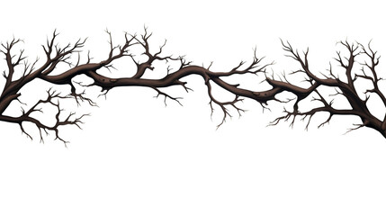 Illustration of a frame of rustling black branches, on a white background created with Generative Ai