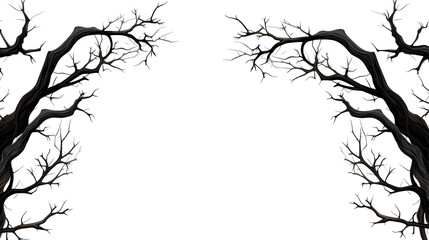 Obraz premium Illustration of a frame of rustling black branches, on a white background created with Generative Ai