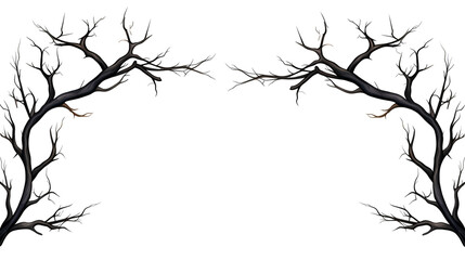 Obraz premium Illustration of a frame of rustling black branches, on a white background created with Generative Ai