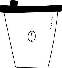 Hand drawn coffee cup illustration on transparent background.
