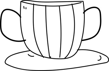 Hand drawn coffee cup illustration on transparent background.