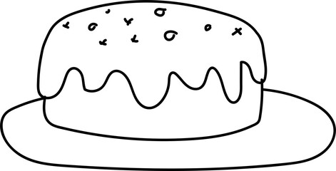 Hand drawn cake illustration on transparent background.
