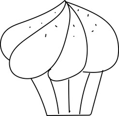 Hand drawn cupcake illustration on transparent background.
