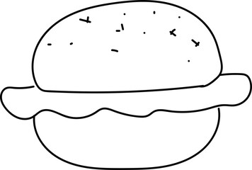 Hand drawn burger illustration on transparent background.
