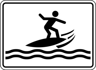 Water Safety Sign Warning - Surfboarding Area