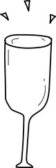 Hand drawn wine glass illustration on transparent background.
