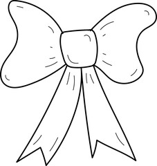 Hand drawn bow illustration on transparent background.
