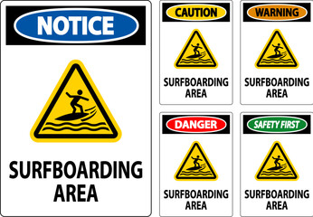 Water Safety Sign Warning - Surfboarding Area