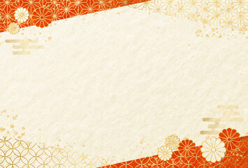 菊 の和柄　和紙の背景