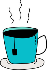 Hand drawn coffee cup illustration on transparent background.
