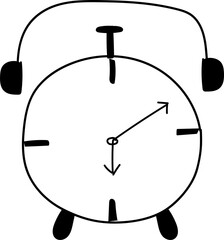 Hand drawn clock illustration on transparent background.
