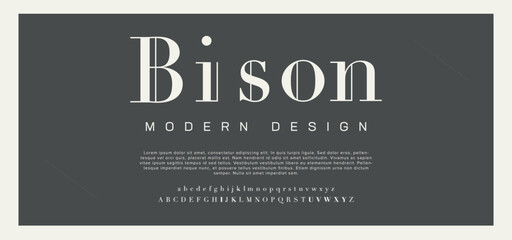 Bison creative modern urban alphabet font. Digital abstract futuristic, fashion, sport, minimal technology typography. Simple numeric vector illustration
