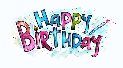 Happy Birthday logo drawing greeting card social media