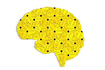 Flat Brain Shape with Dollar Signs Pattern