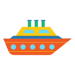 Children's colorful boat with sails. Vector illustration.