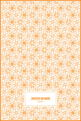 creative orange hexagon pattern with doodle style
