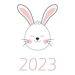 Rabbit symbol of 2023. Vector illustration.