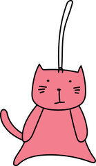 Cute cartoon cat illustration on transparent background.
