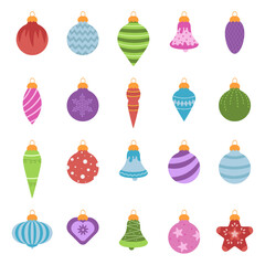 Set of colorful Christmas balls. Vector illustration.