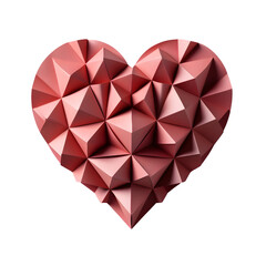 Naklejka na ściany i meble red origami heart for Valentine's Day. red paper heart top view. red heart flat lay. romance 