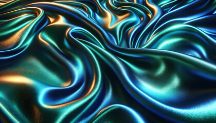 Obraz premium Luxurious Radiance: Shimmering Silk with Sapphire to Emerald Gradient